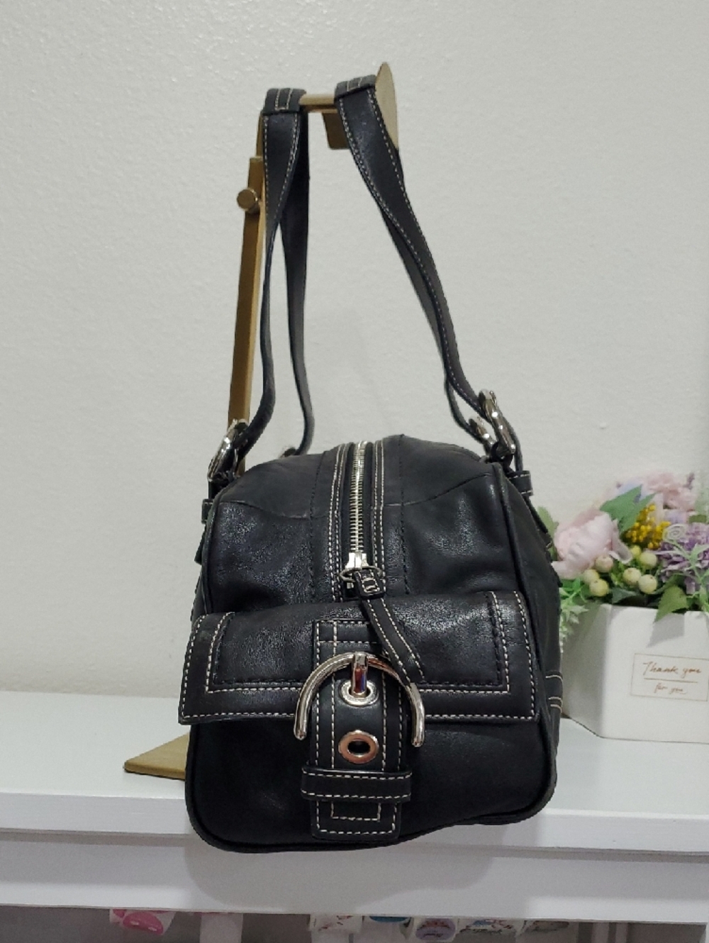 😍RARE VINTAGE Coach Mia Soho Y2K Black Leather Shoulder/Handbag 🖤 - Picture 8 of 16